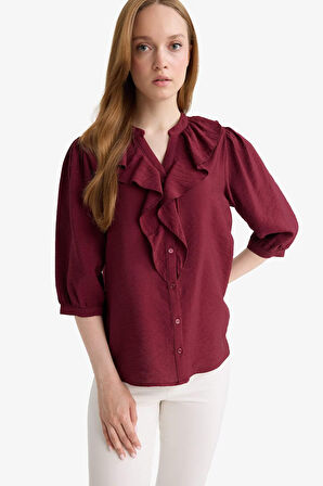 Regular Fit Bisiklet Yaka Uzun Kollu Gömlek