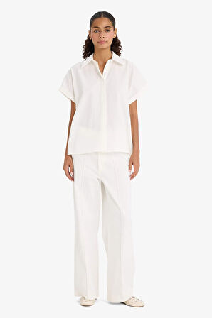 Wide Leg Cepli Yüksek Bel Gabardin Pantolon