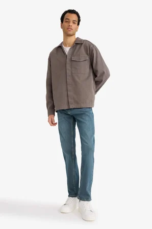 DeFacto Boxy Fit Gabardin Uzun Kollu Gömlek G3184AX25AUBN571