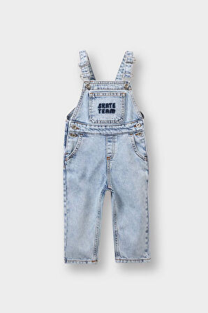 Erkek Bebek Etiket Baskılı Jean Tulum