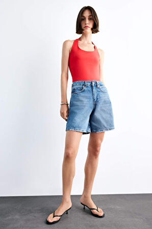 Regular Fit Jean Şort