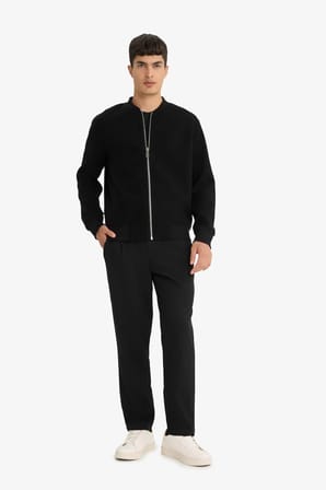 DeFacto Relax Fit Kolej Yaka Fermuarlı Bomber Hırka F3576AX25WNBK81