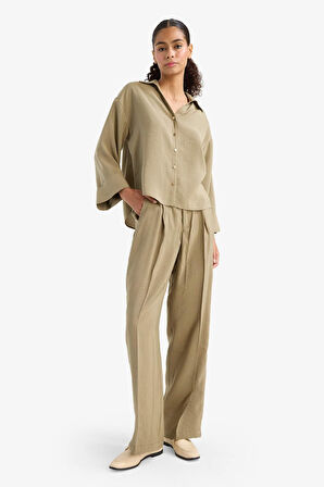 Loose Fit Gömlek Yaka Uzun Kollu Gömlek