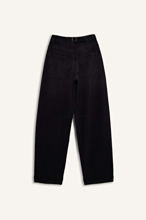 Baggy Fit Yüksek Bel Düz Paça Uzun Jean Pantolon