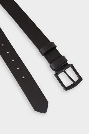 Erkek Dikdörtgen Toka Suni Deri Günlük Kemer