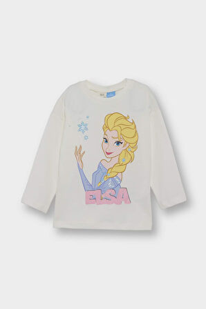 Kız Bebek Frozen Bisiklet Yaka Uzun Kollu Tişört