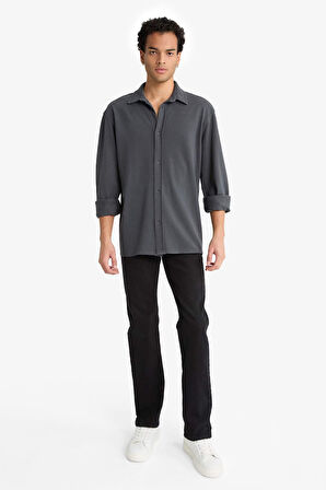 Regular Fit Penye Uzun Kollu Gömlek