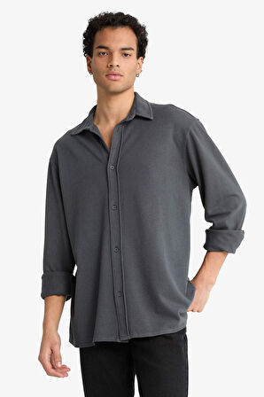 Regular Fit Penye Uzun Kollu Gömlek