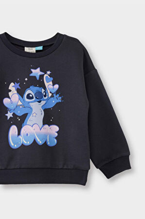 Kız Bebek Disney Lilo & Stitch Bisiklet Yaka Sweatshirt