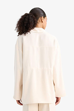 Regular Fit Beli Lastikli Tensel İnce Ceket