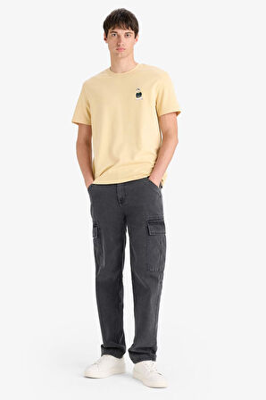 Regular Fit Bisiklet Yaka Baskılı Kısa Kollu Tişört