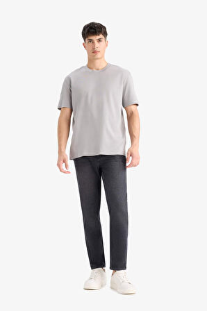 DeFacto %100 Pamuk Regular Fit Bisiklet Yaka Basic Düz Kısa Kollu Tişört E7961AX25AUGR198