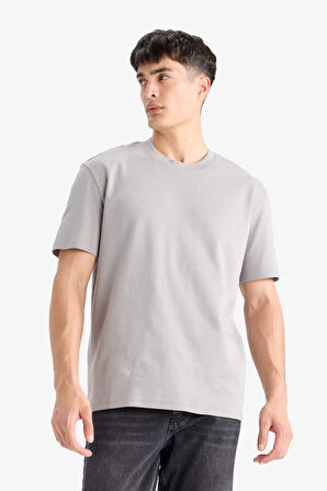 DeFacto %100 Pamuk Regular Fit Bisiklet Yaka Basic Düz Kısa Kollu Tişört E7961AX25AUGR198