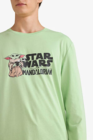 Star Wars-Mandalorian Pijama Takımı Uzun Kollu Üst Uzun Alt 