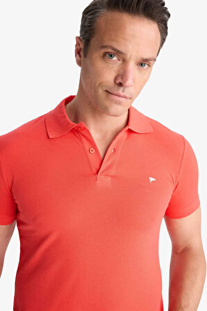 DeFacto Slim Fit Dar Kesim Nakışlı Kısa Kollu Polo Tişört D7665AX25SPRD28