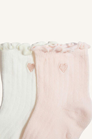Kız Bebek Kaydırmaz Taban 2'li Pamuklu Uzun Çorap