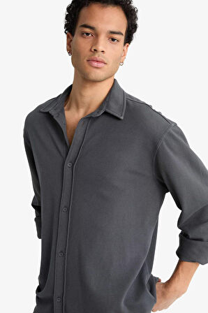 Regular Fit Penye Uzun Kollu Gömlek