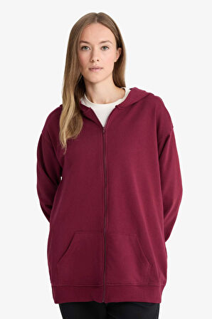 Regular Fit Kapüşonlu İçi Yumuşak Tüylü Kalın Fermuarlı Sweatshirt
