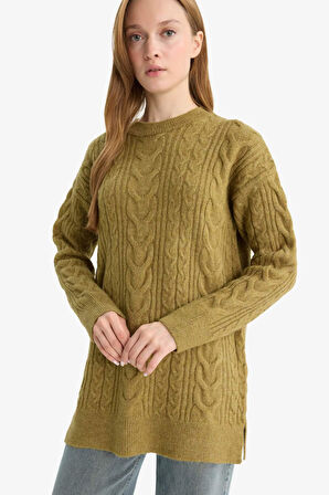 Relax Fit Bisiklet Yaka Triko Tunik