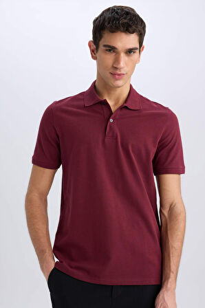 %100 Pamuk Regular Fit Kısa Kollu Basic Düz Pike Kumaş Polo Tişört
