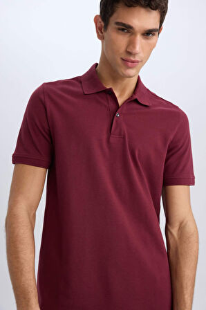 %100 Pamuk Regular Fit Kısa Kollu Basic Düz Pike Kumaş Polo Tişört