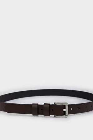 Erkek Dikdörtgen Toka Suni Deri 2'li Klasik Kemer