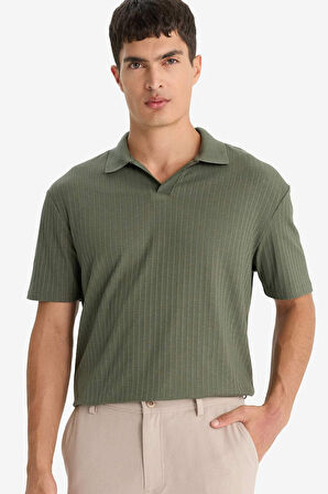 Regular Fit Krinkıl Kısa Kollu Polo Tişört