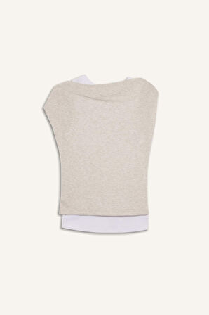 Slim Fit Dar Kesim Tek Omuzlu Ribana Kısa Kollu Tişört