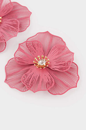 Kadın Pembe Çiçek Küpe