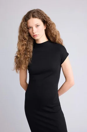 DeFacto Bodycon Vücudu Saran Modal Maxi Elbise H0862AX26SPBK81
