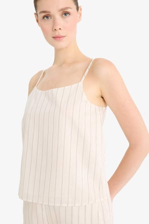 DeFacto Regular Fit Kare Yaka Çizgili Modal Askılı Bluz F0397AX25SPBG284