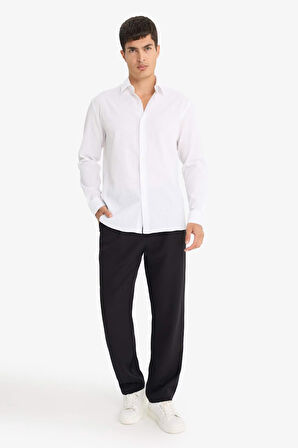 Modern Fit Polo Yaka Krinkıl Uzun Kollu Gömlek