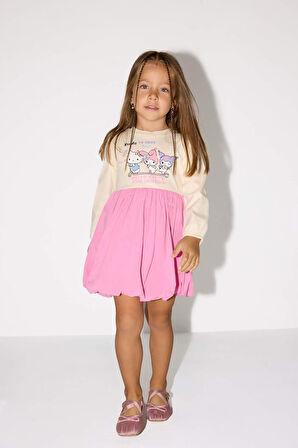 Kız Bebek Hello Kitty Uzun Kollu Fitilli Kaşkorse Elbise