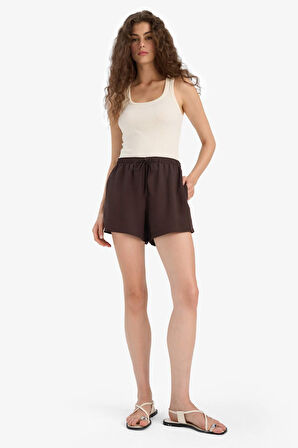 Normal Bel Kısa Paça Keten Karışımlı Şort