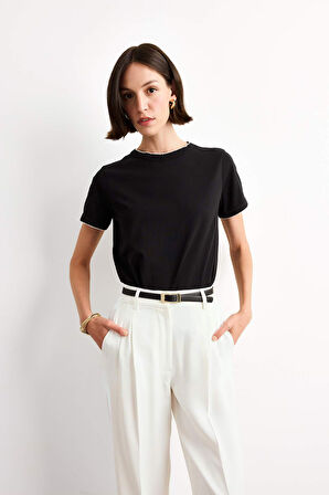 Bisiklet Yaka Kısa Kollu Tişört