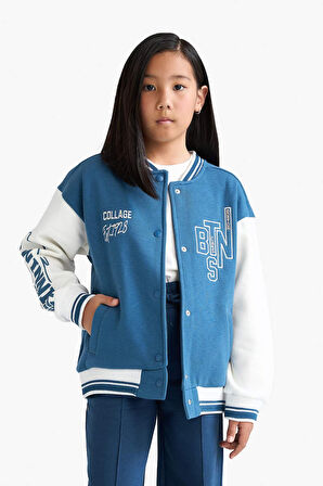 DeFacto Kız Çocuk Kolej Yaka Baskılı Bomber Hırka F1985A825AUBE376