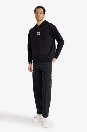 DeFacto Boxy Fit Kapüşonlu Sırt Baskılı Sweatshirt F2104AX25AUBK81