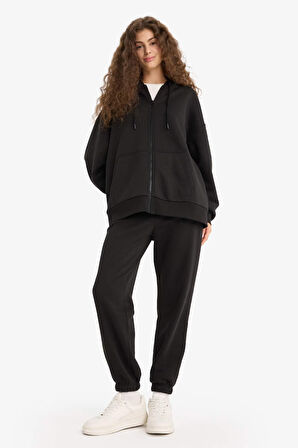 Oversize Geniş Kalıp Kapüşonlu Fermuarlı Sweatshirt