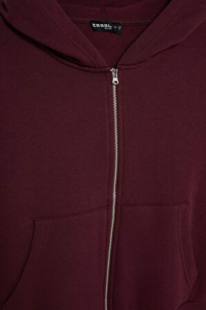 Coool Cropped Fit Kapüşonlu Kalın Fermuarlı Sweatshirt