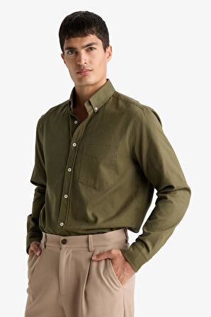 Regular Fit Polo Yaka Gabardin Uzun Kollu Gömlek