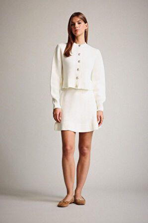 Bisiklet Yaka Düğmeli Triko Hırka