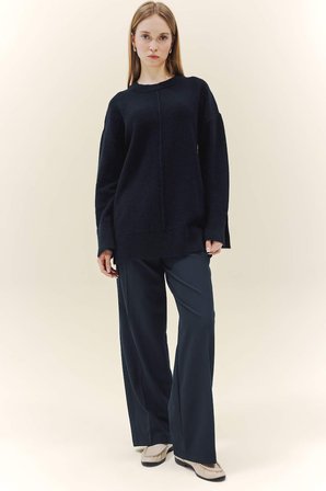 DeFacto Yün Karışımlı Loose Fit Bisiklet Yaka Triko Kazak Tunik F4547AX25WNNV105