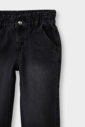 Kız Bebek Wide Leg Beli Lastikli Jean Pantolon