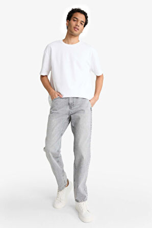 Straight Fit Düz Paça Jean Yıkamalı Pantolon