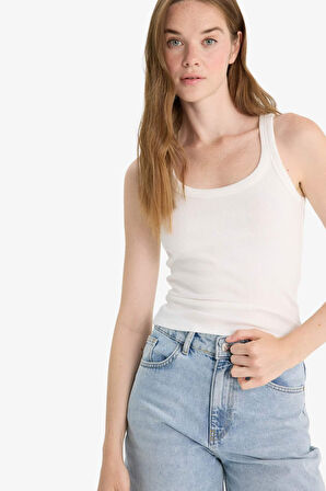 Fitted U Yaka Fitilli Kaşkorse Atlet