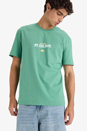 Regular Fit Bisiklet Yaka Baskılı Kısa Kollu Tişört