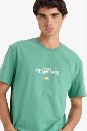 Regular Fit Bisiklet Yaka Baskılı Kısa Kollu Tişört