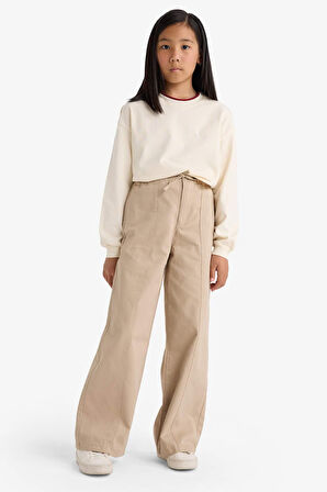 Kız Çocuk Wide Leg Geniş Paça Pamuklu Pantolon
