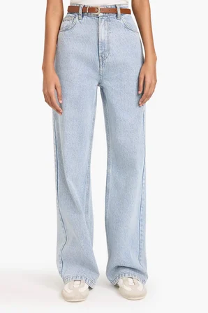 DeFacto 90's Wıde Leg Yüksek Bel Düz Paça Uzun Jean Kar Yıkamalı Pantolon G4924AX26SMNM39