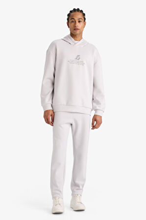 DeFactoFit NBA Los Angeles Lakers Boxy Fit Kapüşonlu Skuba Dalgıç Kumaş Sweatshirt